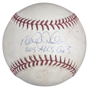 2003 Derek Jeter ALCS Game 3 Used, Signed & Inscribed OML Selig Baseball (Steiner/Jeter LOA & MLB Authenticated)
